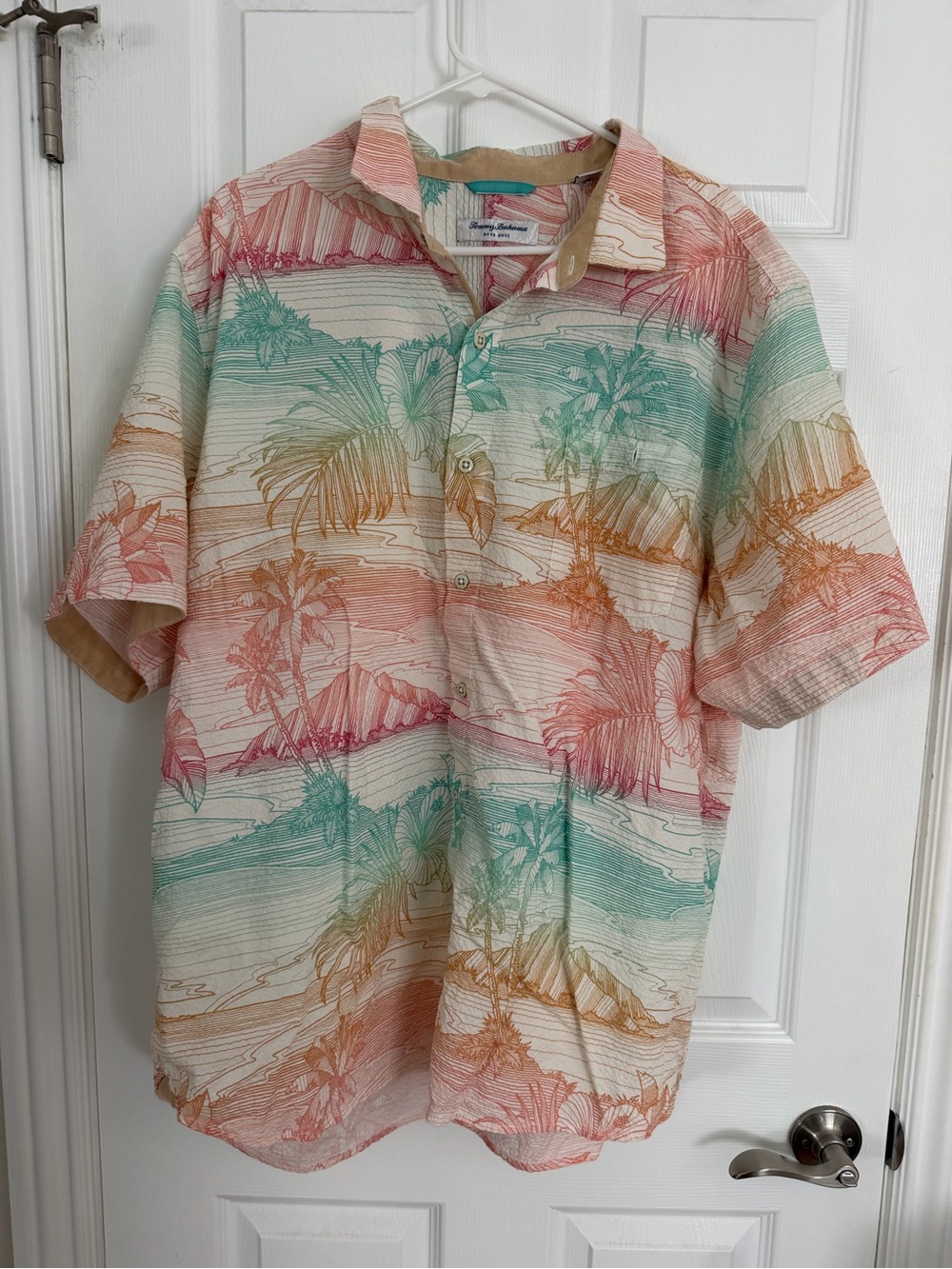 Tommy Bahama Pastel Tropical Stripe Palm Short-Sleeve Button-Down
